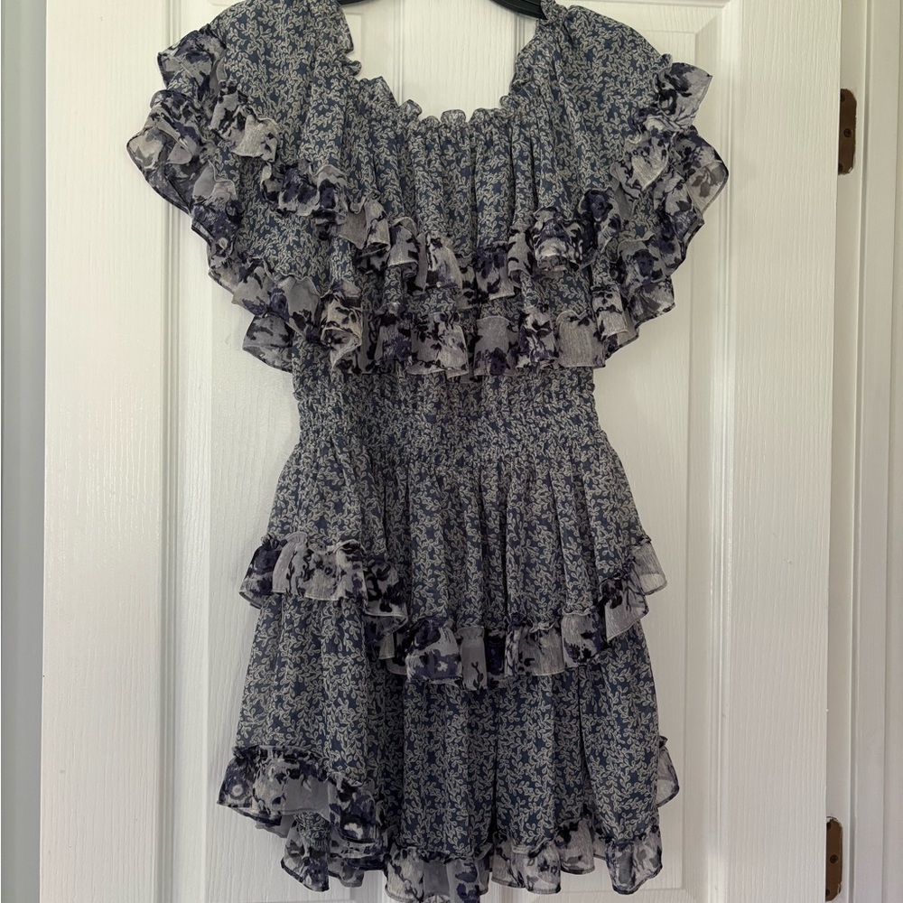 Misa Los Angeles Blue and White Floral Mini Dress
